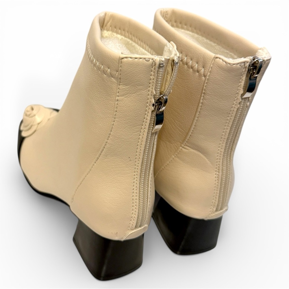 Flower Flourish Two Tone Ankle Boots Camellia Flower Size 39 New - Picture 5 of 9